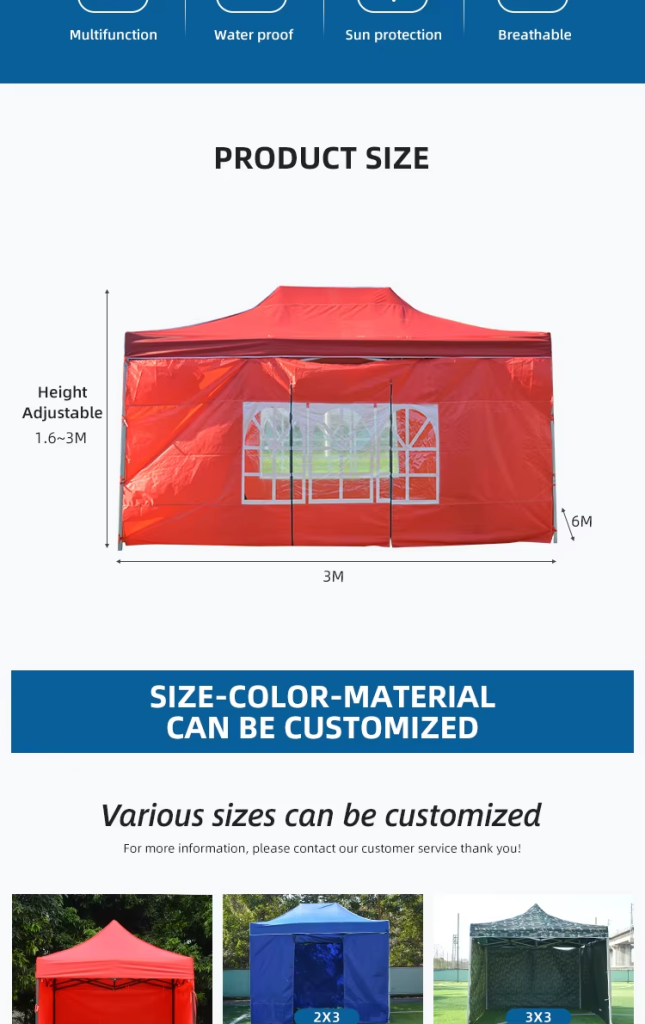 Wholesale Price Outdoor 3×6 Folding Stretch Tent Canvas Waterproof Awnings Tent with Roman Windowpicture1
