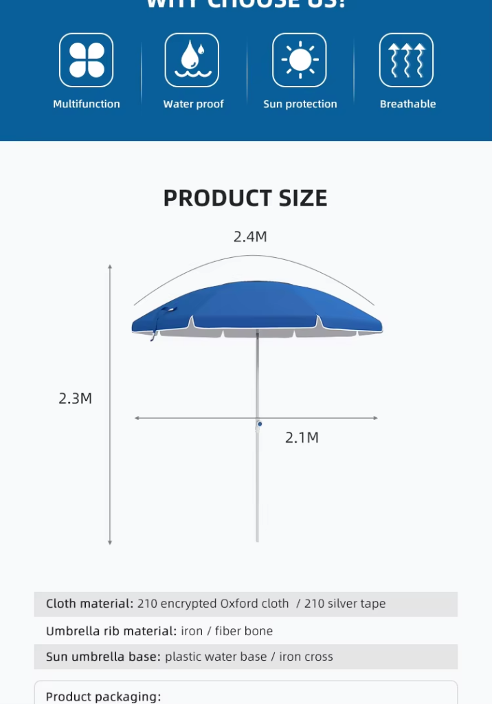 Double-layer Outdoor Sunscreen Parasols Waterproof Sun Umbrella Large Canvas Beach Umbrellapicture1