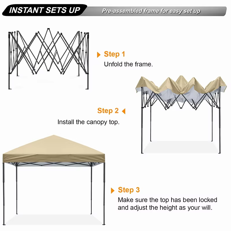 Lightweight Backpack Canopy Sun Protection Pop-Up Shelter Easy Pop up Canopy Tent 10×10 Beigepicture1