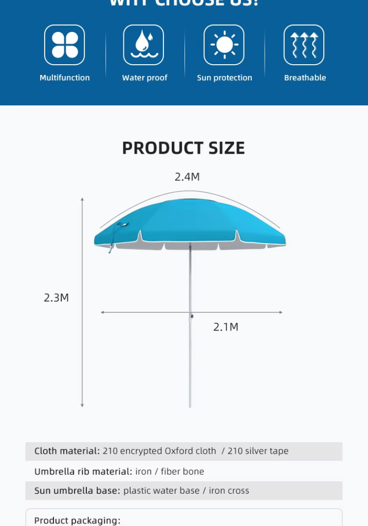 Double-layer Outdoor Sunscreen Parasols Waterproof Sun Umbrella Large Canvas Beach Umbrellapicture1