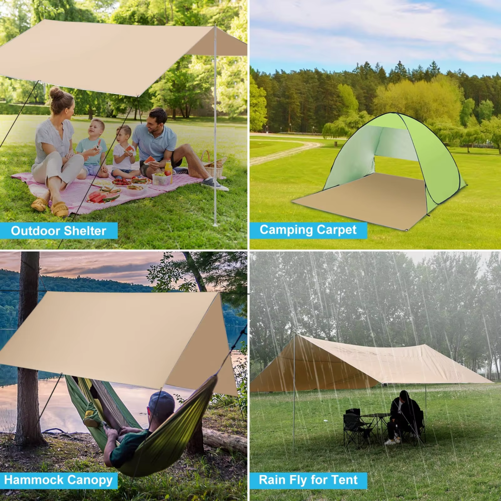 3*4m Camping Tarp Fly Waterproof and Ultralight Survival Tent Tarp for Outdoorspicture5
