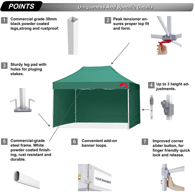 Commercial Forest Green Ez Pop Up Canopy Tent with Sidewalls 10×15 Car Canopy Show Tentpicture1
