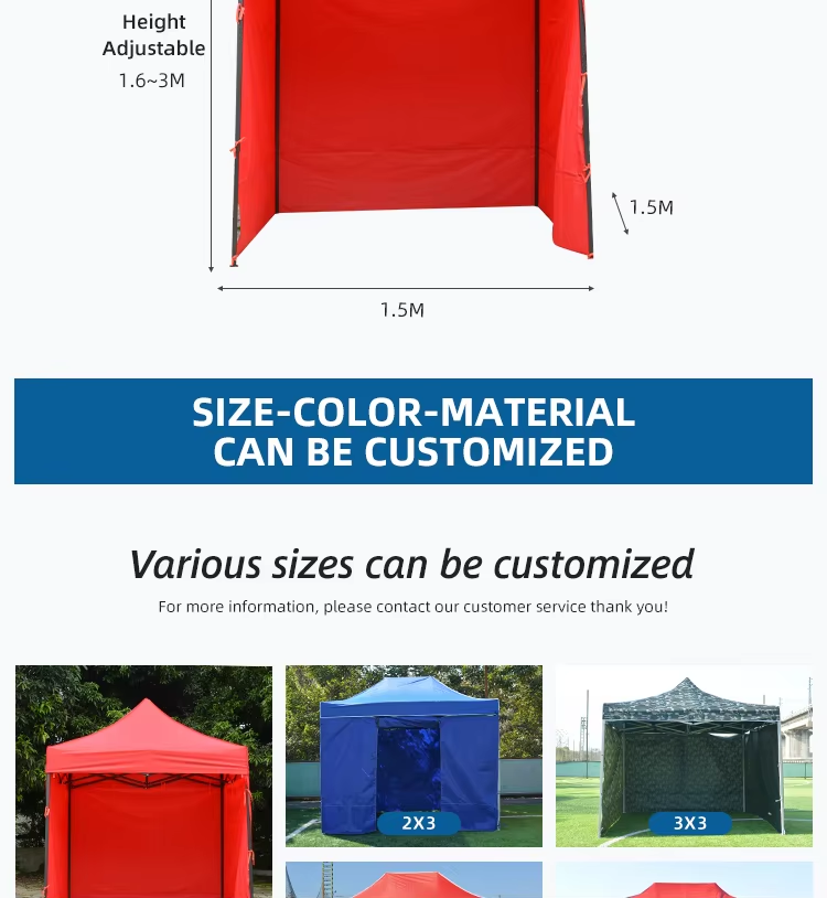 Custom Outdoor 1.5×1.5m Aluminum Gazebo Canopy Pop Up Tent Foldable Tent With Transparent Curtainpicture2