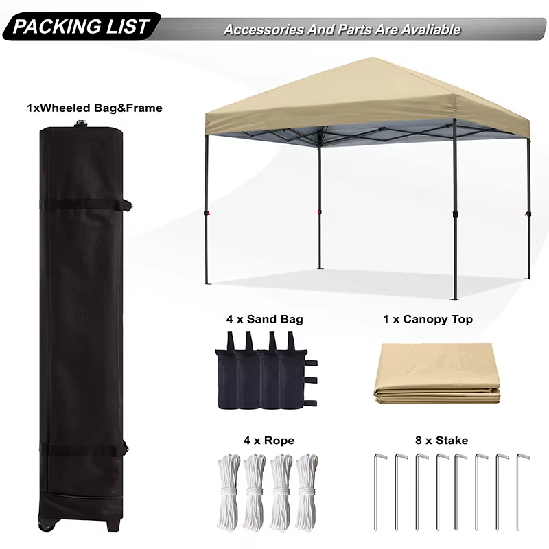 Lightweight Backpack Canopy Sun Protection Pop-Up Shelter Easy Pop up Canopy Tent 10×10 Beigepicture2